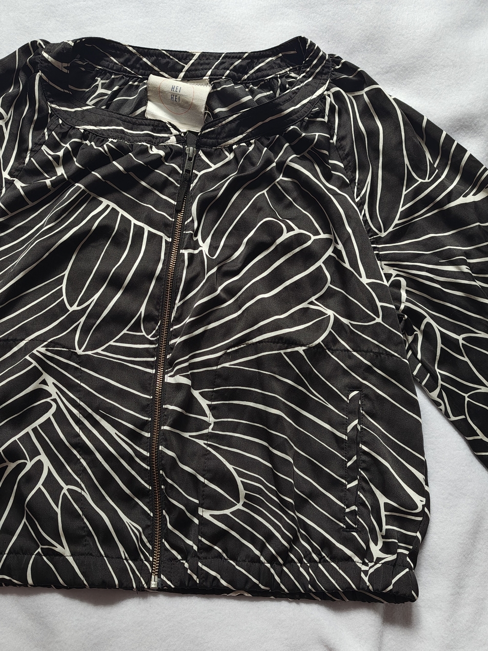 Anthropologie Hei Hei Cropped Open Front Jacket Black White Boho Medium M
